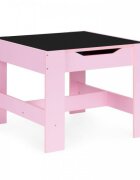 Ecotoys Set masa cu doua scaune pentru copii Roz cu spatiu pentru depozitare si tabla