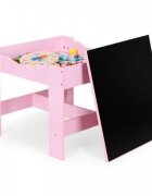 Ecotoys Set masa cu doua scaune pentru copii Roz cu spatiu pentru depozitare si tabla