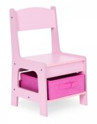 Ecotoys Set masa cu doua scaune pentru copii Roz cu spatiu pentru depozitare si tabla