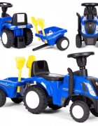 Ecotoys Tractor fara pedale New Holland cu remorca pentru copii 658T Albastru