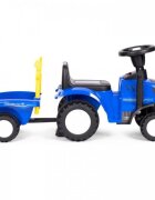 Ecotoys Tractor fara pedale New Holland cu remorca pentru copii 658T Albastru