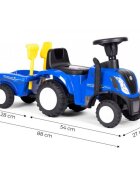 Ecotoys Tractor fara pedale New Holland cu remorca pentru copii 658T Albastru