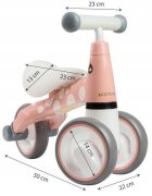 Ecotoys Tricicleta copii fara pedale Flamingo LB1603 varsta 1-3 ani scaun confortabil si moale roti duble fata functie de blocare a ghidonului sarcina maxima admisa 20 kg