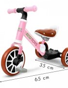 Ecotoys Tricicleta de echilibru 3 in 1 cu pedale pentru copii LC-V1322 Roz transformabila in bicicleta de echilibru inaltime reglabila roti din spuma EVA sarcina maxima admisa 30 de kg