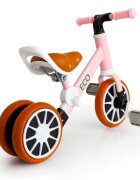 Ecotoys Tricicleta de echilibru 3 in 1 cu pedale pentru copii LC-V1322 Roz transformabila in bicicleta de echilibru inaltime reglabila roti din spuma EVA sarcina maxima admisa 30 de kg
