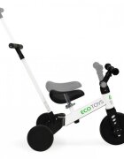 Ecotoys Tricicleta pentru copii Alb cu pedale si maner 2 in 1 roti din cauciuc Eva transformabila in tricicleta clasica
