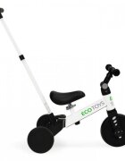 Ecotoys Tricicleta pentru copii Alb cu pedale si maner 2 in 1 roti din cauciuc Eva transformabila in tricicleta clasica