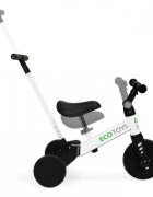 Ecotoys Tricicleta pentru copii Alb cu pedale si maner 2 in 1 roti din cauciuc Eva transformabila in tricicleta clasica