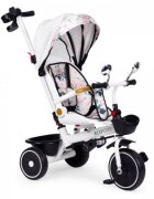 Ecotoys Tricicleta pentru copii Alb multifunctionala scaun rotativ 360 roti din spuma EVA suport pliabil pentru picioare bariera de siguranta maner pentru controlul directiei