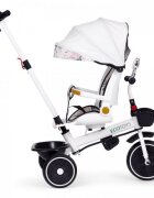 Ecotoys Tricicleta pentru copii Alb multifunctionala scaun rotativ 360 roti din spuma EVA suport pliabil pentru picioare bariera de siguranta maner pentru controlul directiei