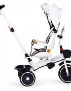 Ecotoys Tricicleta pentru copii Alb multifunctionala scaun rotativ 360 roti din spuma EVA suport pliabil pentru picioare bariera de siguranta maner pentru controlul directiei