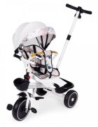 Ecotoys Tricicleta pentru copii Alb multifunctionala scaun rotativ 360 roti din spuma EVA suport pliabil pentru picioare bariera de siguranta maner pentru controlul directiei