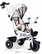 Ecotoys Tricicleta pentru copii Alb multifunctionala scaun rotativ 360 roti din spuma EVA suport pliabil pentru picioare bariera de siguranta maner pentru controlul directiei
