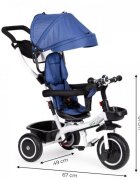 Ecotoys Tricicleta pentru copii Albastru pentru copiii intre 6 luni roti din spuma evaspatar cu husa moale si centura de siguranta in 5 puncte