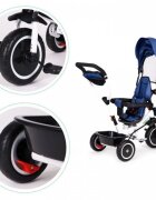 Ecotoys Tricicleta pentru copii Albastru pentru copiii intre 6 luni roti din spuma evaspatar cu husa moale si centura de siguranta in 5 puncte