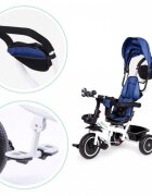 Ecotoys Tricicleta pentru copii Albastru pentru copiii intre 6 luni roti din spuma evaspatar cu husa moale si centura de siguranta in 5 puncte