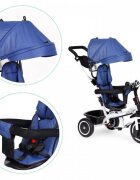 Ecotoys Tricicleta pentru copii Albastru pentru copiii intre 6 luni roti din spuma evaspatar cu husa moale si centura de siguranta in 5 puncte