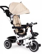 Ecotoys Tricicleta pentru copii Bej pentru copiii intre 6 luni roti din spuma evaspatar cu husa moale si centura de siguranta in 5 puncte