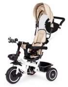 Ecotoys Tricicleta pentru copii Bej pentru copiii intre 6 luni roti din spuma evaspatar cu husa moale si centura de siguranta in 5 puncte