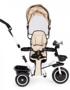 Ecotoys Tricicleta pentru copii Bej pentru copiii intre 6 luni roti din spuma evaspatar cu husa moale si centura de siguranta in 5 puncte