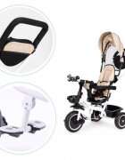 Ecotoys Tricicleta pentru copii Bej pentru copiii intre 6 luni roti din spuma evaspatar cu husa moale si centura de siguranta in 5 puncte