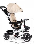 Ecotoys Tricicleta pentru copii Bej pentru copiii intre 6 luni roti din spuma evaspatar cu husa moale si centura de siguranta in 5 puncte