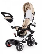 Ecotoys Tricicleta pentru copii Bej pentru copiii intre 6 luni roti din spuma evaspatar cu husa moale si centura de siguranta in 5 puncte