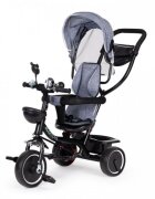 Ecotoys Tricicleta pentru copii JM-066-9 Gri cu sezut rotativ de la 12 luni roti din spuma Eva suport picioare parasolar ajustabil si detasabil