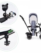 Ecotoys Tricicleta pentru copii JM-066-9 Gri cu sezut rotativ de la 12 luni roti din spuma Eva suport picioare parasolar ajustabil si detasabil