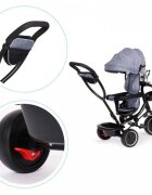 Ecotoys Tricicleta pentru copii JM-066-9 Gri cu sezut rotativ de la 12 luni roti din spuma Eva suport picioare parasolar ajustabil si detasabil