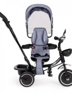 Ecotoys Tricicleta pentru copii JM-066-9 Gri cu sezut rotativ de la 12 luni roti din spuma Eva suport picioare parasolar ajustabil si detasabil