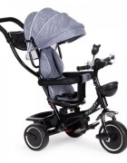 Ecotoys Tricicleta pentru copii JM-066-9 Gri cu sezut rotativ de la 12 luni roti din spuma Eva suport picioare parasolar ajustabil si detasabil