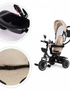 Ecotoys Tricicleta pentru copii JM-066-9 Rosu cu sezut rotativ de la 12 luni roti din spuma Eva suport picioare parasolar ajustabil si detasabil