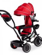 Ecotoys Tricicleta pentru copii JM-066-9 Rosu cu sezut rotativ de la 12 luni roti din spuma Eva suport picioare parasolar ajustabil si detasabil