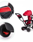 Ecotoys Tricicleta pentru copii JM-066-9 Rosu cu sezut rotativ de la 12 luni roti din spuma Eva suport picioare parasolar ajustabil si detasabil