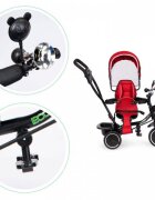 Ecotoys Tricicleta pentru copii JM-066-9 Rosu cu sezut rotativ de la 12 luni roti din spuma Eva suport picioare parasolar ajustabil si detasabil