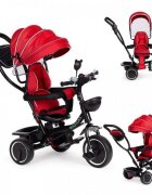 Ecotoys Tricicleta pentru copii JM-066-9 Rosu cu sezut rotativ de la 12 luni roti din spuma Eva suport picioare parasolar ajustabil si detasabil