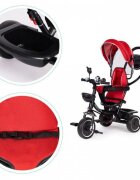 Ecotoys Tricicleta pentru copii JM-066-9 Rosu cu sezut rotativ de la 12 luni roti din spuma Eva suport picioare parasolar ajustabil si detasabil