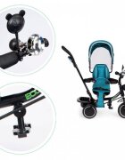 Ecotoys Tricicleta pentru copii JM-066-9 Verde cu sezut rotativ de la 12 luni roti din spuma Eva suport picioare parasolar ajustabil si detasabil