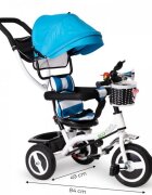 Ecotoys Tricicleta pentru copii Jm-066-9l Albastru cu roti din cauciuc gonflabil scaun reversibil suport picioruse greutate maxim admisa 25 kg
