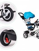 Ecotoys Tricicleta pentru copii Jm-066-9l Albastru cu roti din cauciuc gonflabil scaun reversibil suport picioruse greutate maxim admisa 25 kg