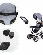 Ecotoys Tricicleta pentru copii Jm-066-9l Gri cu roti din cauciuc gonflabil scaun reversibil suport picioruse greutate maxim admisa 25 kg