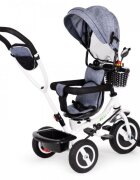 Ecotoys Tricicleta pentru copii Jm-066-9l Gri cu roti din cauciuc gonflabil scaun reversibil suport picioruse greutate maxim admisa 25 kg