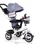 Ecotoys Tricicleta pentru copii Jm-066-9l Gri cu roti din cauciuc gonflabil scaun reversibil suport picioruse greutate maxim admisa 25 kg