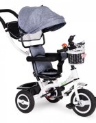 Ecotoys Tricicleta pentru copii Jm-066-9l Gri cu roti din cauciuc gonflabil scaun reversibil suport picioruse greutate maxim admisa 25 kg