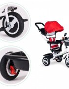 Ecotoys Tricicleta pentru copii Jm-066-9l Rosu cu roti din cauciuc gonflabil scaun reversibil suport picioruse greutate maxim admisa 25 kg