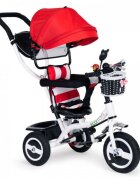 Ecotoys Tricicleta pentru copii Jm-066-9l Rosu cu roti din cauciuc gonflabil scaun reversibil suport picioruse greutate maxim admisa 25 kg