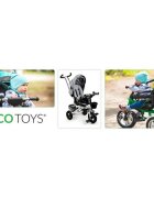 Ecotoys Tricicleta pentru copii Jm-068-17 Gri cu sezut rotativ spatar reglabil in 4 pozitii roti din cauciuc frana si greutate maxim admisa 25 kg