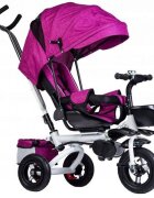 Ecotoys Tricicleta pentru copii Jm-068-17 Roz cu sezut rotativ spatar reglabil in 4 pozitii roti din cauciuc frana si greutate maxim admisa 25 kg