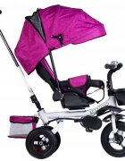 Ecotoys Tricicleta pentru copii Jm-068-17 Roz cu sezut rotativ spatar reglabil in 4 pozitii roti din cauciuc frana si greutate maxim admisa 25 kg